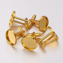 5pc Brass Cuff Button Cufflink Findings for Apparel Accessories Golden Tray: 16mm 27x18mm DIY