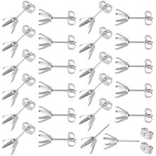100 stuks roestvrijstalen oorstekers met klauwzetting en 100 oormoertjes, pootzetting voor het maken van sieraden, pin: 0,8 mm