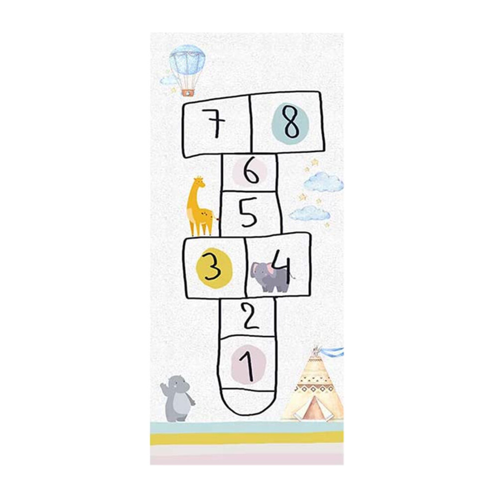 Cute Hopscotch Non-Slip Floor Mat 80*120Cm - Lovely Jumping House Play Mat For Kids, 1X Climbing & Play Mat White