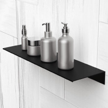Zwevende wandplank, douchehouder, shampoohouder, roestvrijstalen aluminium organizer, opbergrek, keuken- en badkameraccessoires, Europees zwart