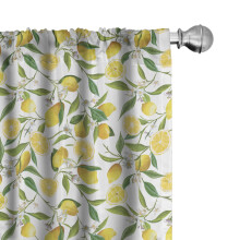 Ambesonne Kitchen 4-Panel Curtains, Exotic Delicious Garden, 56"x84", Fern Green Yellow White