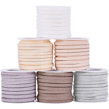 33 Yards 6 Rolls Yards Faux Suede Cord 4mm Suede String Oatmeal Color Micro Fiber Lace Thin Leather Cord Faux Leather String
