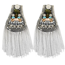 2 Pcs Tassel Epaulets Chain Shoulder Link Decorate Man Alloy Inlaid Artificial Gemstones