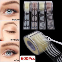 600pcs/300pairs Invisible Fiber Double Eyelid Stickers - Small Beige