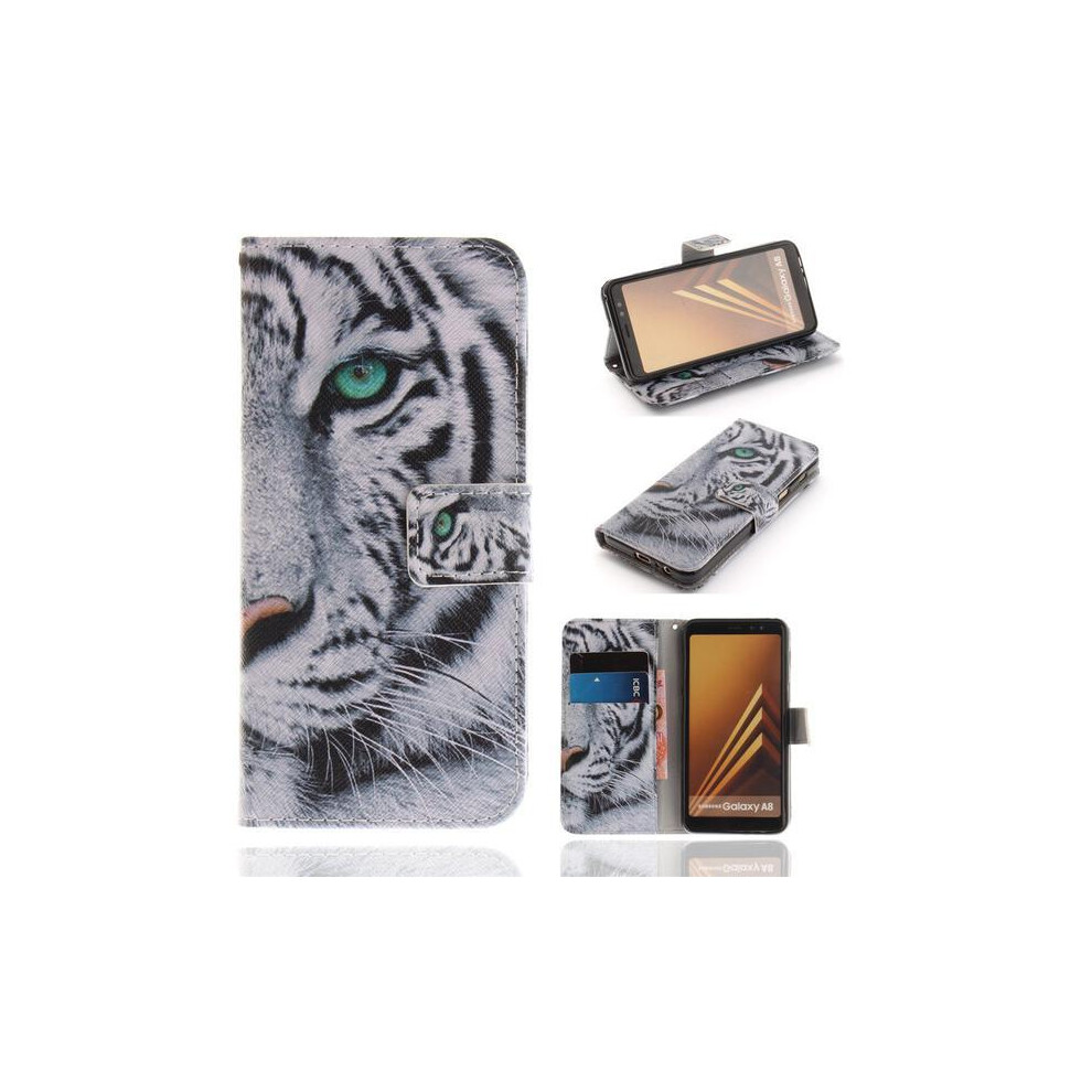 Wallet Case Compatible With Samsung Galaxy A8 (2018) – Tiger White 9110895215036