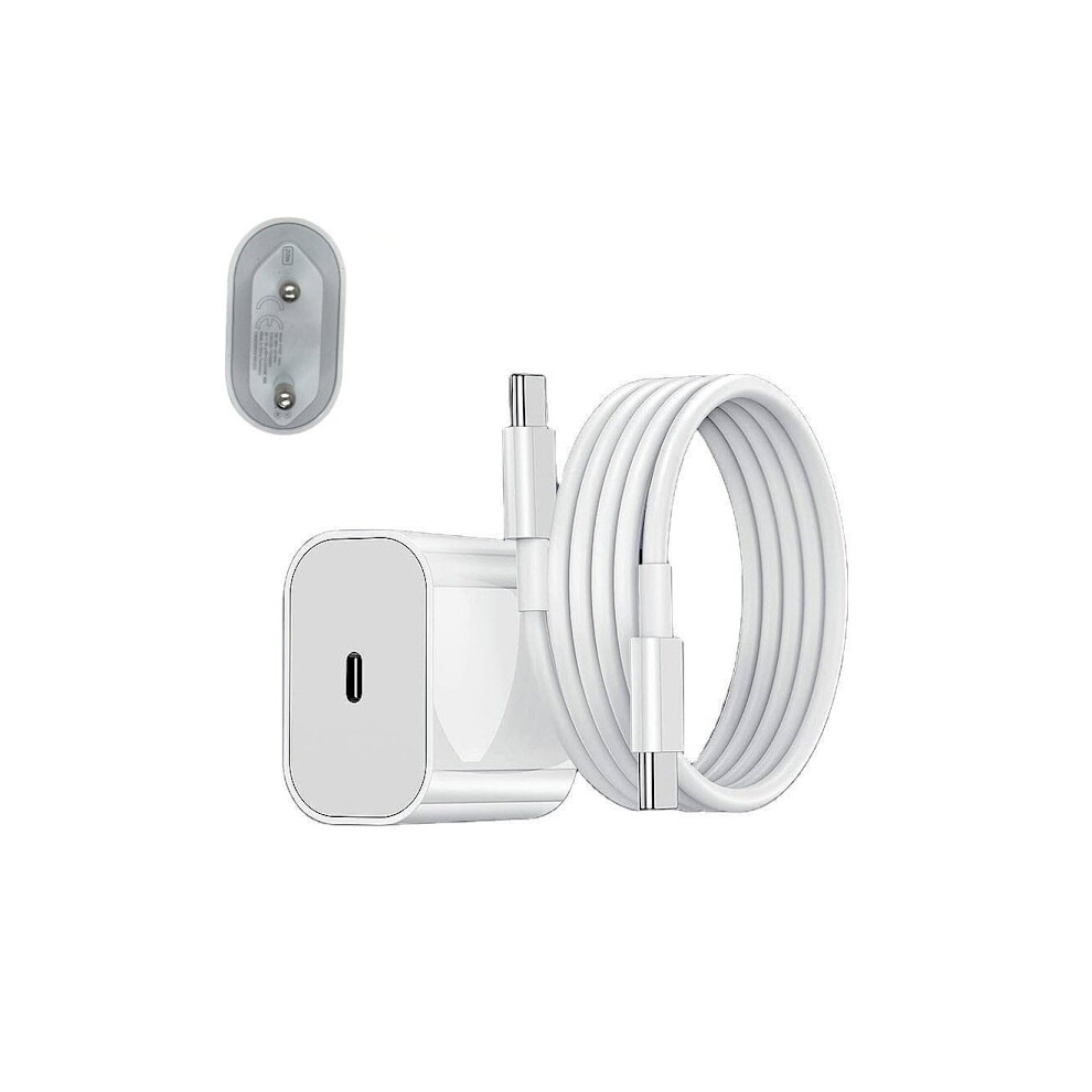 Fast Charger For Compatible With Iphone15 / 16 And Compatible With Samsung With 2 Meter Cable Usb-C To Usb-C White 9110895215432