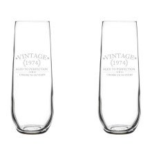 Set of 2 Glass Champagne Flutes Sparkling Wine Glasses Cheers To 50 Years Vintage 1974 50th Birthday (8.5 oz Stemless)