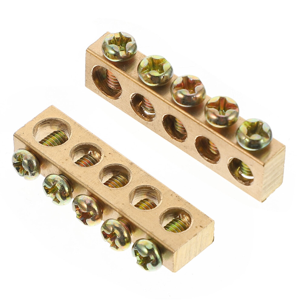 10 Pcs 5 Hole Distribution Wire Screw Terminal Copper Ground Neutral Bar Device 9110895215562