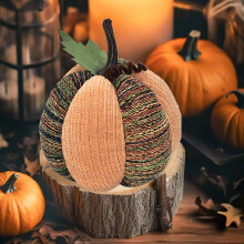Simulated Pumpkin Pillow 7.8" Plush 3D Cushion, Fall Decor Stuffed Toy Gift for Women Kids, Thanksgiving Halloween Christmas Sofa Decor