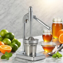 Heavy Duty Citrus Juicer with Effortless Lever for Maximum Juice Extraction, Stainless Steel Manual Lemon Juicer