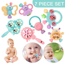 LNKOO 7Pcs Baby Rattle Toys Set, Infant Shaker, Teether, Musical Grab & Spin Rattles, Early Learning Gift for 0-12M, Compatible with Newborns, Girls,