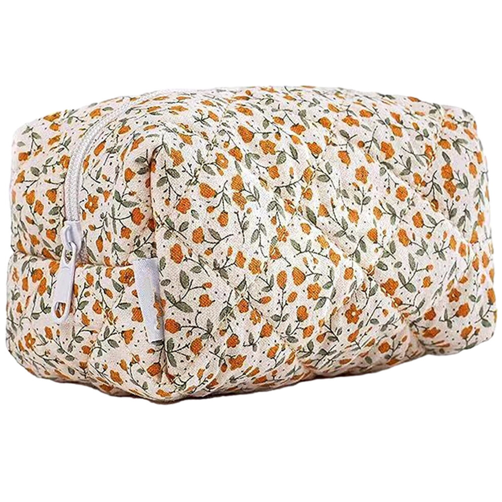 Warkul Cosmetic Bag Stylish Travel Skincare Organizer Floral Printed Smooth Zipper Easy Access Portable Trendy Makeup Pouch
