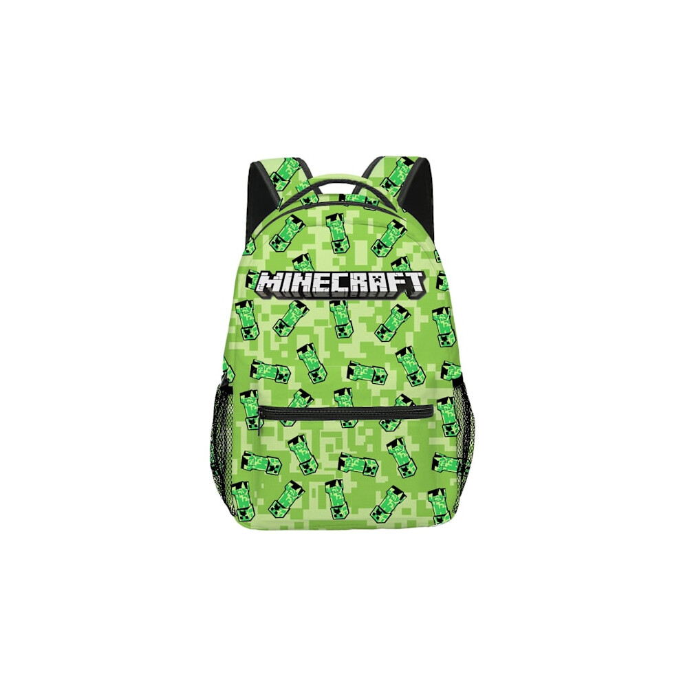 Minecraft Backpack for Boys | Black School Bag for Kids | Green Creeper Zombie Skeleton Enderman & Cave Spider