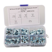 Mosiee 50-delars hydrauliska nickelpläteringsfettnipplar, set med 45/90/180 grader, 1/4" 1/8" smörjnippelsats, inkluderar 45, 90 och 180