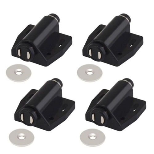 4er-Pack Einzelmagnet-Türstopper für Schränke und Kleiderschränke, Schwarz