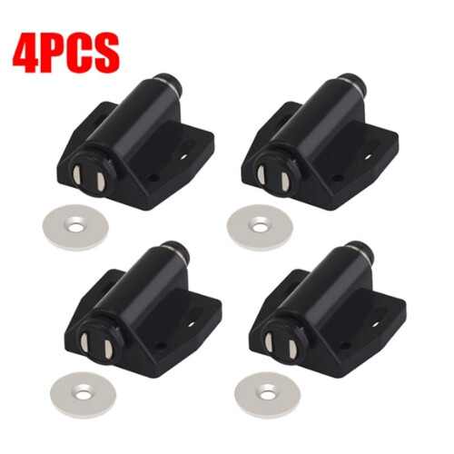 4er-Pack Einzelmagnet-Türstopper für Schränke und Kleiderschränke, Schwarz 2
