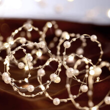 Guirlande lumineuse Zukuco Pearl Beads, guirlande féérique à piles pour Noël, mariage, anniversaire, Nouvel An (blanc, 3 m, 30 LED)