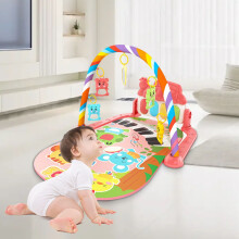 Tapis d'éveil SDJMa pour bébé avec piano, musique et lumières, 5 pendentifs, activation par les coups de pied et les pas, apprentissage par