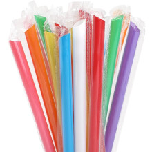 100 db többszínű jumbo műanyag szívószál, 1,1 cm x 23 cm, egyenként csomagolva, kompatibilis smoothie-kkal, milkshake-ekkel és bubble teával