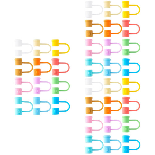 Lot de 36 embouts de paille en silicone réutilisables.