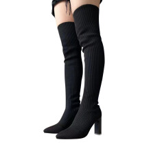 Stivali da donna FAMTKT al ginocchio, lunghi, sexy, con punta affusolata e tacco alto, eleganti, alla moda, per feste, stivali snellenti