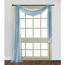 pièce de voile transparent bleu clair, élégant, pour cantonnière ou voilage. Dimensions : 94 cm de large x 55 cm de long.