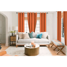 Luxury 2pc Adam Orange Panels 100% Blackout, 3-Layer Thermal Insulated Drapes, Grommet Lined, 35" W x 84" L Each