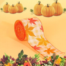 Thanksgiving-lint met pompoen en esdoornblad, 4,5 m x 6 cm, polyester voor thuis en knutselprojecten.