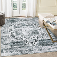 Tapis Haperlare lavables style vintage, ultra-fins, pour salle de bain, gris, bohème, à motifs floraux, pour chambre d'enfant, 120 x 180 cm