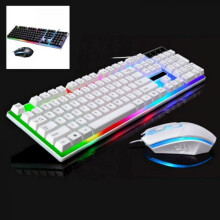 Yinrunx Light Up Kabelanslutet Mekaniskt Gamingtangentbord & Mus, Vit