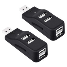 2x4-Port-USB-Hub, Mini-USB-2.0-Daten-Hub-Splitter, klein und tragbar, für PC, Laptop, Notebook, XPS und mehr