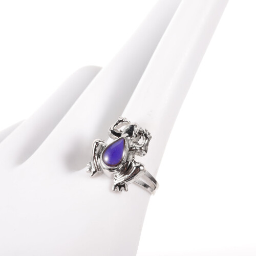 Guangmc Cute Frog Mood Ring Stackable Animal Jewelry Gift 2