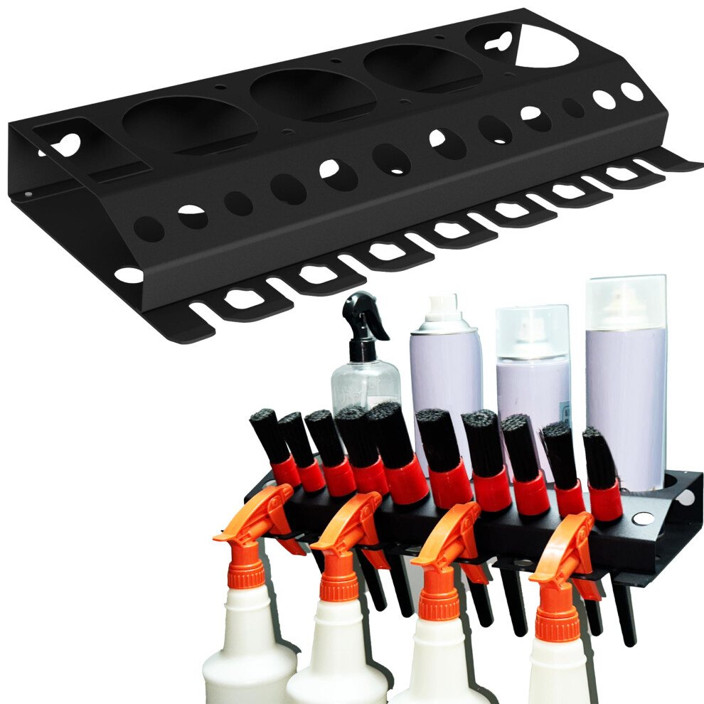 Tool Organizer Garage Storage Rack With Spray Bottle And Air Tool Holder, Black Wall Mount 9113335045620
