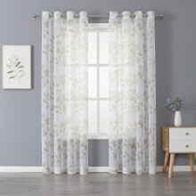 Haperlare 52"W x 84"L Sheer Curtains for Living Room Light Filtering Floral Curtain for Bedroom, Taupe, 2 Panels