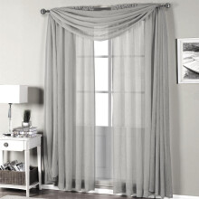 Qutain Linen Solid Viole Sheer Curtain Window Panel Drapes 55" x 84 inch - Silver