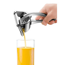 Manual Citrus Juicer with Ergonomic Long Handles, Heavy Duty Lemon Squeezer for Oranges and Pomegranates (Silver)