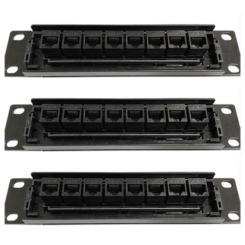 3X 8 Port Straight-Through CAT6 Patch Panel RJ45 Network Cable Adapter Jack Ethernet Distribution Frame