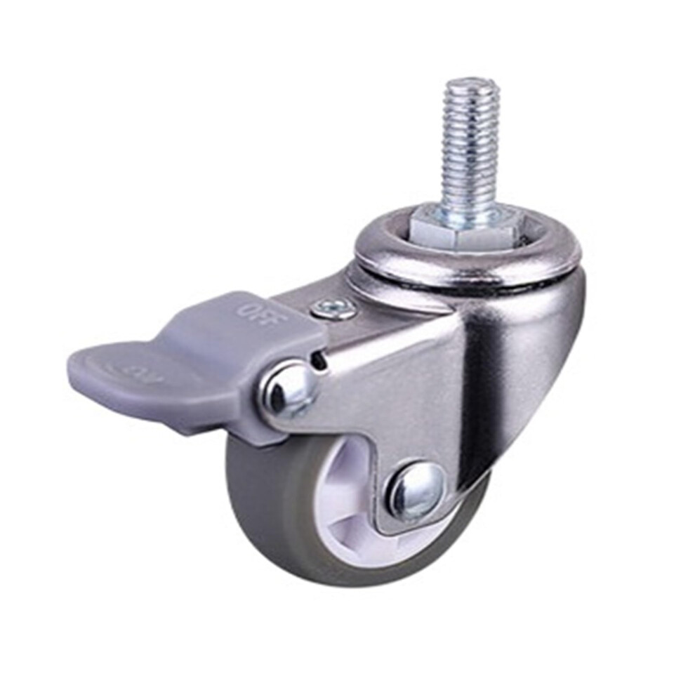 4Pcs 1 Inch M10 Threaded Caster Wheels With Brake, Compact Swivel Ball Casters For Furniture 9164114654977