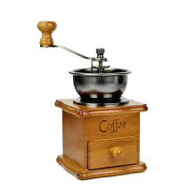 Manual Coffee Grinder with Adjustable Coarseness, Vintage Wooden Base, Ceramic Burr, Bright Colors