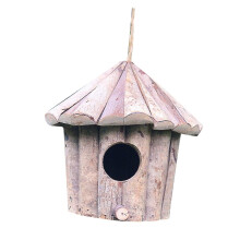 Handmade Wooden Bird House with Realistic Nest Design for Outdoor Garden and Home Decoration