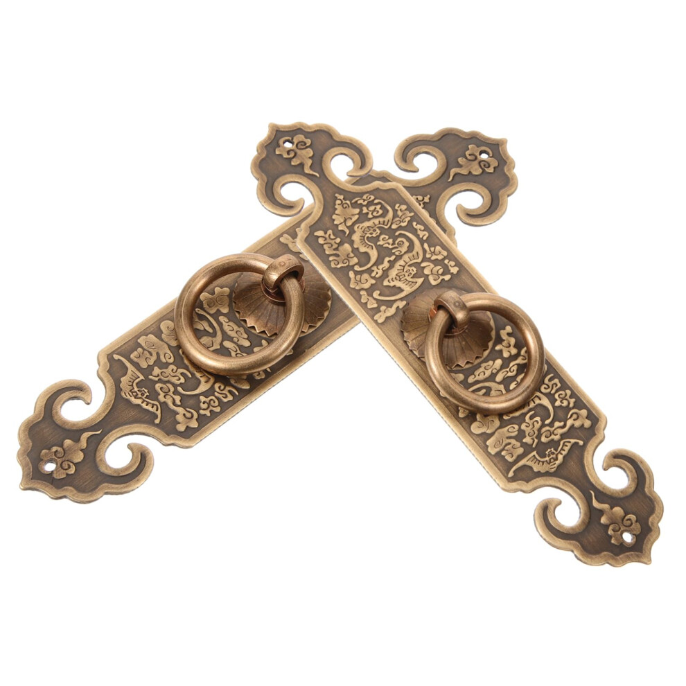 2Pcs Vintage Cabinet Pull Handles Chinese Brass Drawer Pull Rings Antique Bronze For Dresser Wardrobe 9113335046603