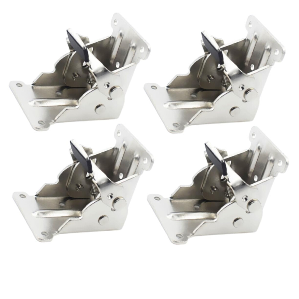 4Pcs Folding Table Leg Brackets With Selflocking Spring Mechanism, Durable Metal Spacesaving Hinges 9113335047075