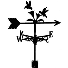 Stainless Steel Garden Weather Vane Birds and Flowers Retro Farmhouse Outdoor Wind Direction Indicator