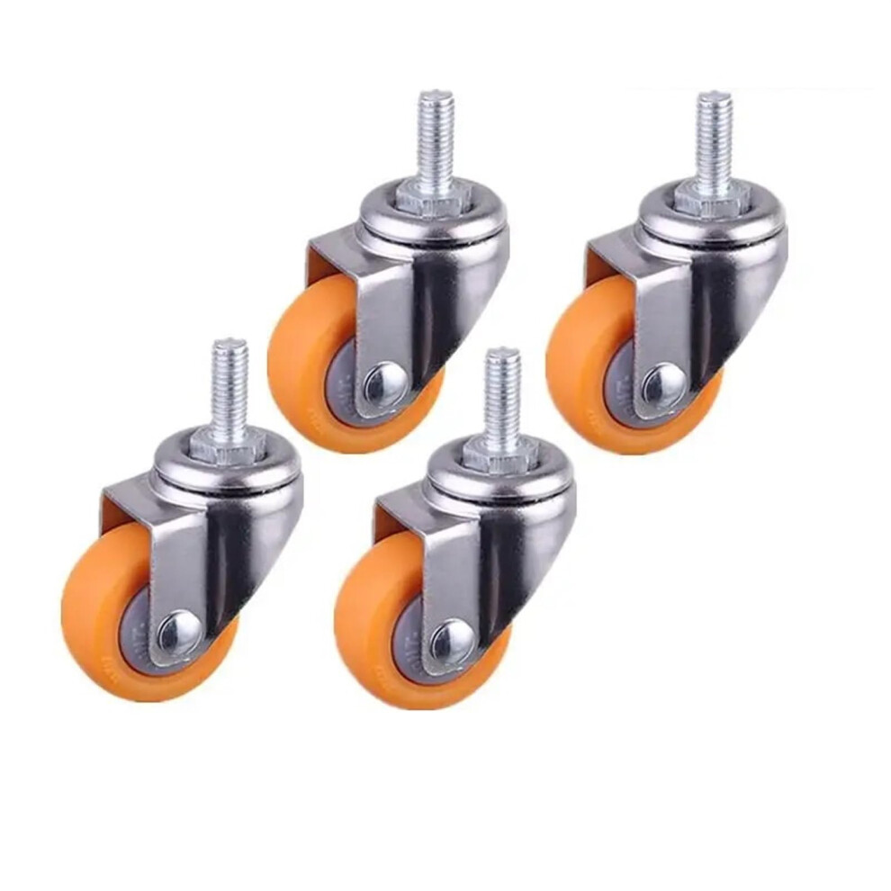 4Pcs 1.25 Inch Ball Caster Wheels Orange Pp Quiet Swivel For Small Furniture And Display Cabinet 9113335047549