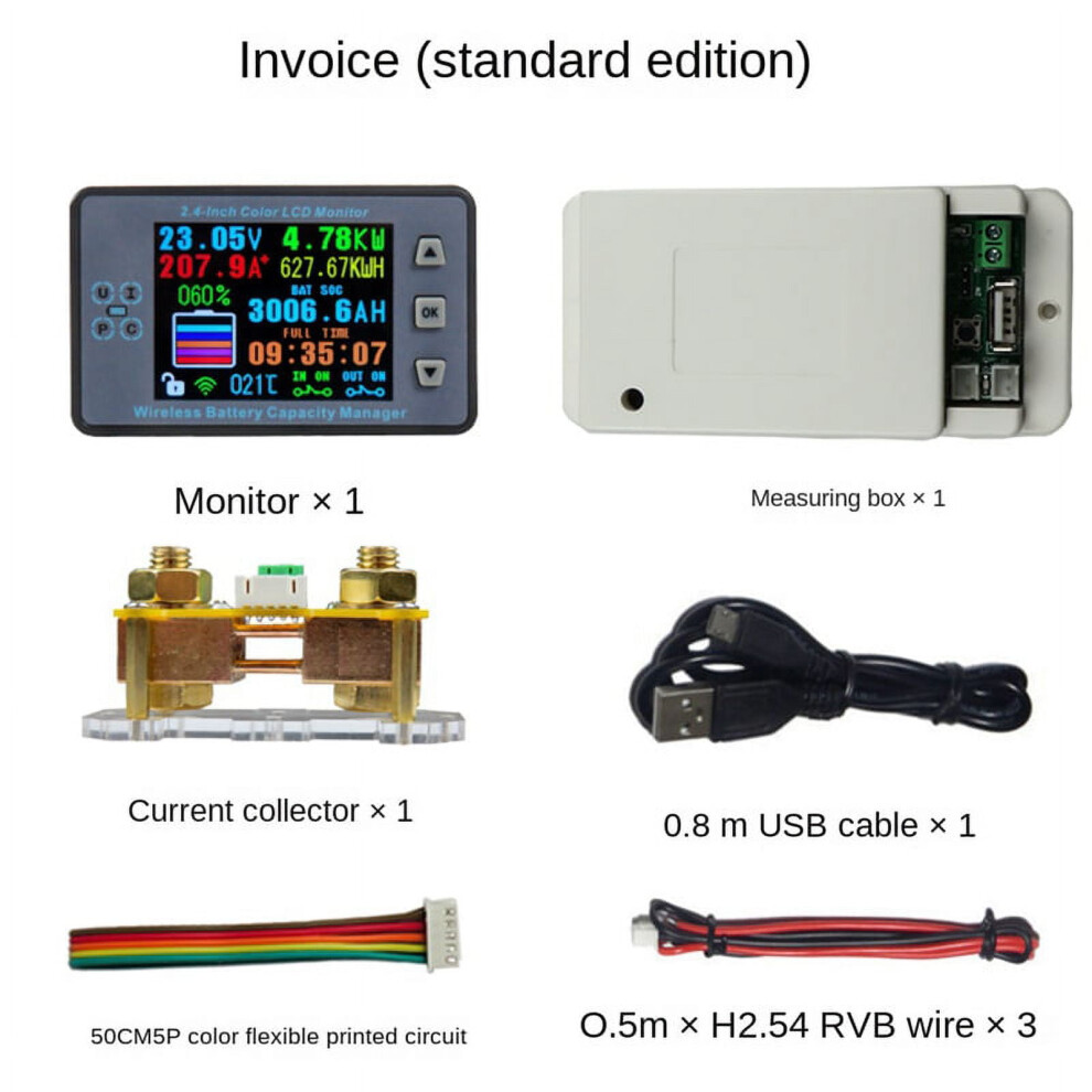 Vac8710f 2.4 Inch Wireless Voltage Meter+Acquisition Module+Measurement Box Coulometer Capacity Power Detector 120V 100A 9130661652551