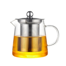 Théière en verre ZJDOAK avec infuseur amovible, bouilloire transparente pour thé en vrac et thé fleuri, idéale pour le camping et les voyages.