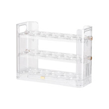 Estante reversible para huevos de refrigerador YOBOLK de 3 capas, organizador de huevos de acrílico transparente, contenedor de almacenamiento de