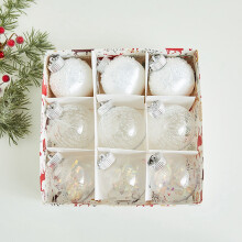 12PCS 3.15" Clear Glitter Christmas Ball Ornaments, Gold Transparent Mesh Tree Hanging Decorations for Holiday & Window Display