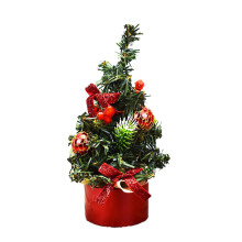 Mini Christmas Tree with Ornaments, Artificial Tabletop Xmas Tree, Small Fake Tree for Indoor Desktop, Bedroom Decor (Red)