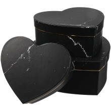Coffret cadeau en forme de cœur Eease, lot de 3, noir, idéal pour mariage, anniversaire et autres fêtes.